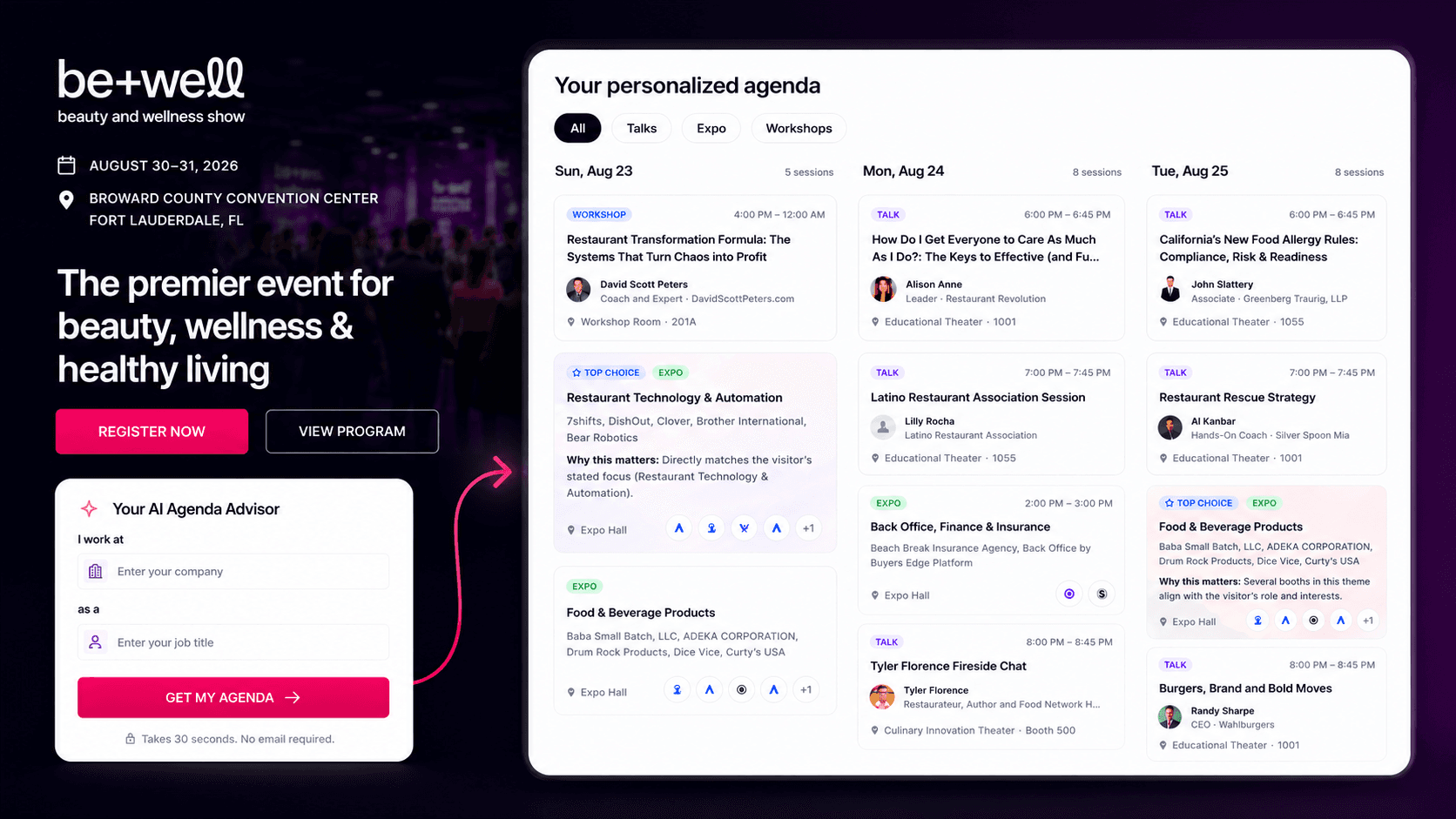 AITENDLY turning visitor inputs into a personalized event agenda